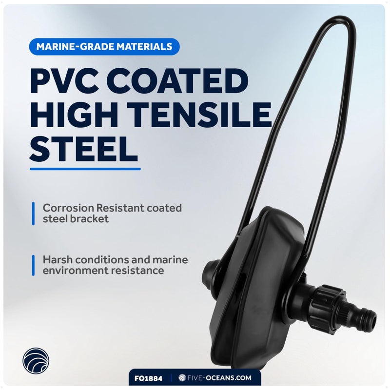 Five Oceans Outboard Motor Muffs, Universal Outboard Motor Flusher, Black PVC Marine Grade Rectangular Muffs, Coated Steel Bracket, Includes Garden Hose Connector and Quick Connect Adapter - FO1884 - Image 4